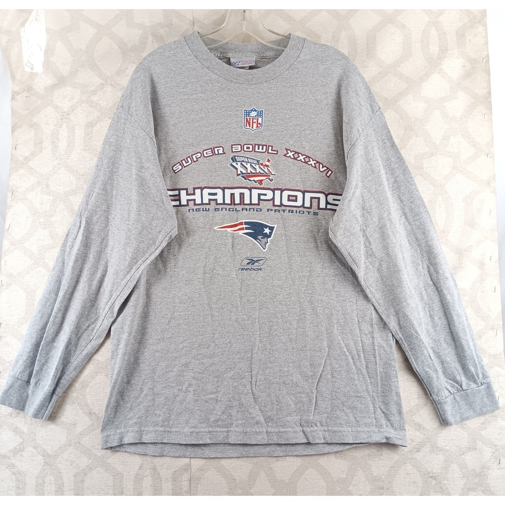 New England Patriots Super Bowl XXXVI Champions Long‎ Sleeve T Shirt Mens Medium